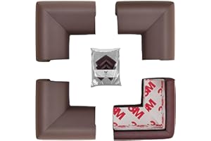 WEPOL 4 PK Corner Protector Baby Proof Corners and Edges, Table Corner Protectors for Baby Safety Corner Guards, Baby Proofing Corner Bumpers for Furniture Corner, Rubber Foam 3M Adhesive Pre-Taped (Brown)