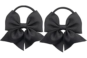LDDCX Hair Tie, Baby Girls' Hair Ties with Bows for Toddler Ponytail Holders, Small Hair Ties, Fabric, Black, 1 Count