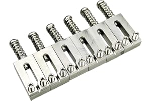 Kaynes 6PCS 10.5mm Guitar Bridge Saddles – Stainless Steel Tremolo Bridges Saddle for Fender Telecaster Tele Stratocaster Strat Style Electric Guitar Replacement (10.5mm)