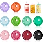 10 Pcs Acrylic Lids for 16 oz/20 oz Glass Cups，Reusable Plastic Replacement Bamboo Lids for Coffee Mugs Beer Can Glasses(Colorful)
