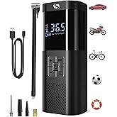 SERVOMASTER Tire Inflator Portable Air Compressor, Portable Air Pump with Pressure Gauge, Electric Tire Pump Battery 150PSI 12V DC, Cordless Tire Inflator with LED for Car Motorcycle Bicycle Ball