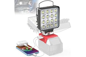 MTIOLHIG 1Pack Cordless LED Work Light for Milwaukee 18v Battery, 48W 4800Lumens Battery Powered LED Flood Light for Milwaukee Tools Only with USB & Type-C Charging for Workshop,Garage,Camping, Outdoor