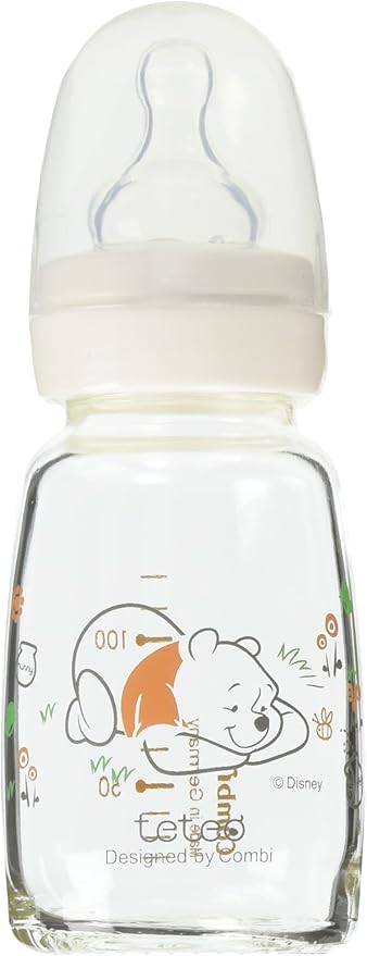 Amazon コンビ テテオ Teteo 哺乳びん 耐熱ガラス製 100ml 母乳 ミルクトレーニング用sサイズ乳首付 くまのプーさん 哺乳びん本体 ベビー マタニティ 通販