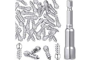 Frienda 400 Pcs Silver Snow Carbide Screw Tire Studs Wheel Tyre Snow Spike Trim Screw in Tire Studs with Installation Tool for Car Truck Bicycle Boot Motorcycle ATV Accessories (4 x 12 mm)