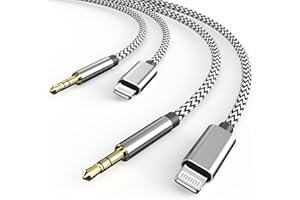 VEETONE Aux Cord for iPhone, 2 Pack [Apple MFi Certified] Lightning to 3.5 mm Headphone Jack Adapter Male Aux Stereo Audio Nylon Braided Cable for iPhone 14 13 12 11 XS XR X 8 to Car Stereo Headphone Speaker