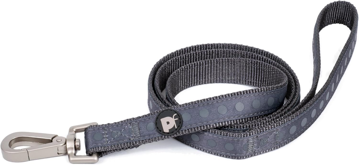 Petface Steel Tonal Dots Print Dog Lead, Medium, Grey