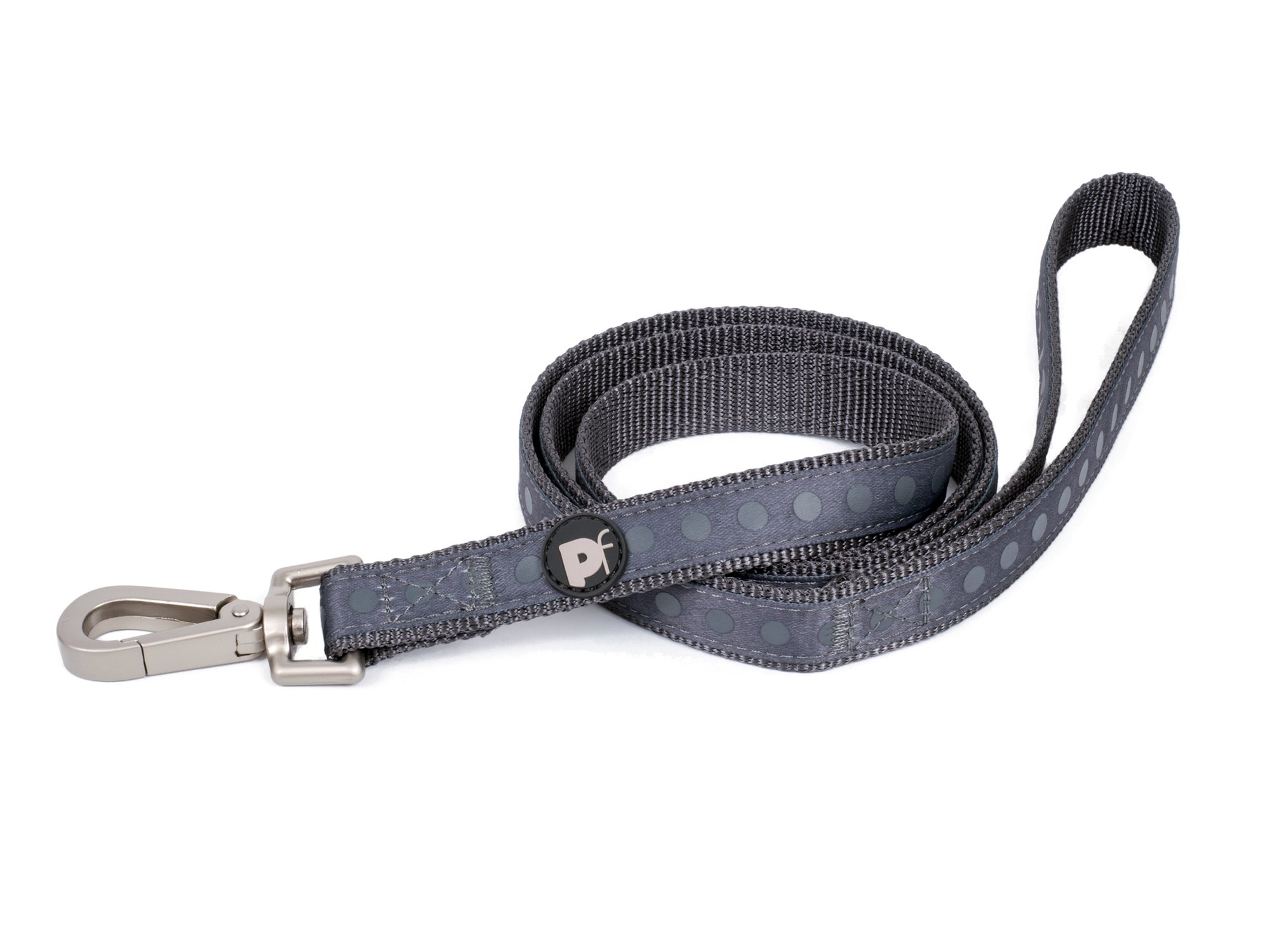 Petface Steel Tonal Dots Print Dog Lead, Small, Grey