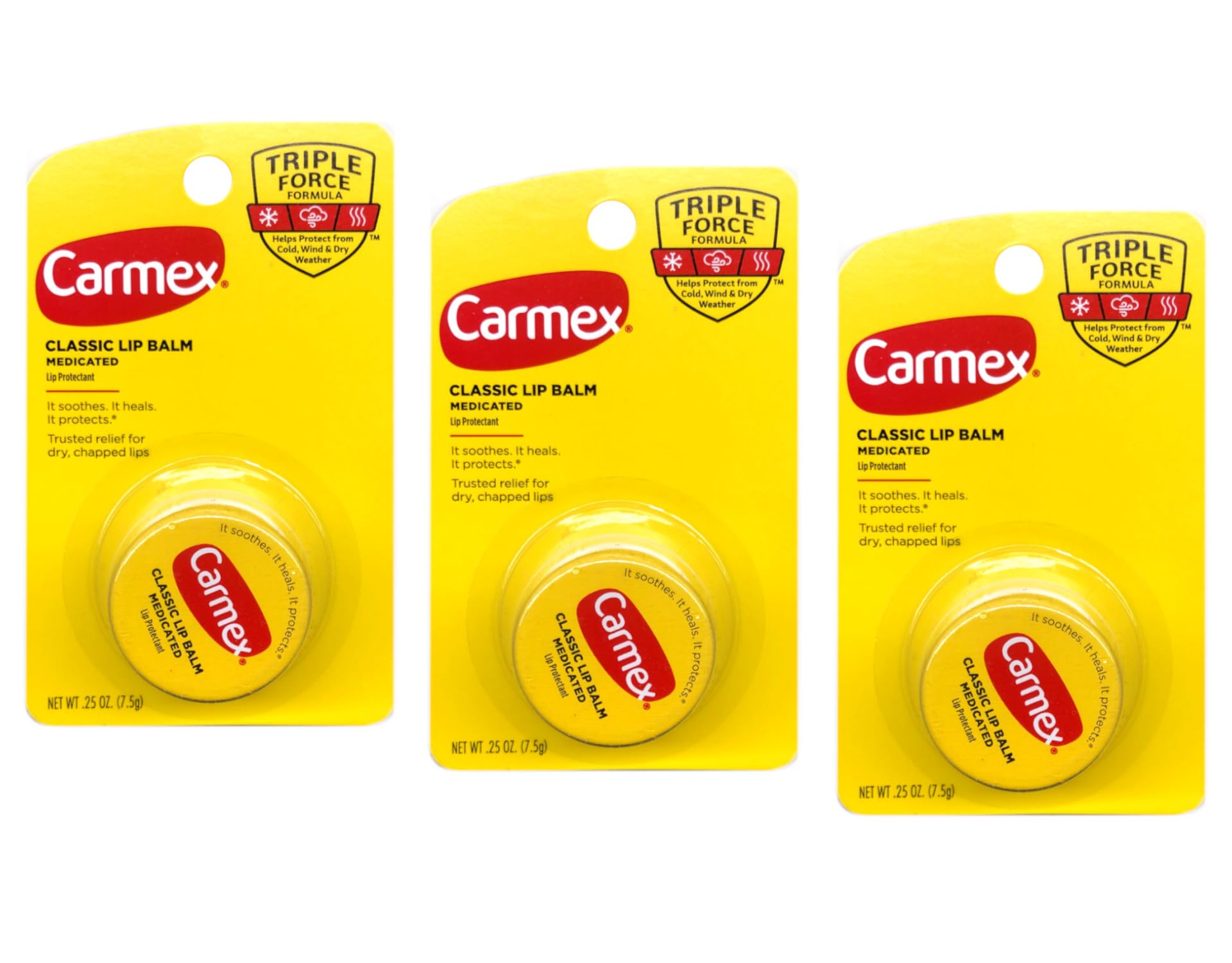 Carmex Lip Balm Pot, Original, 0.25 ounce (Pack of 3)