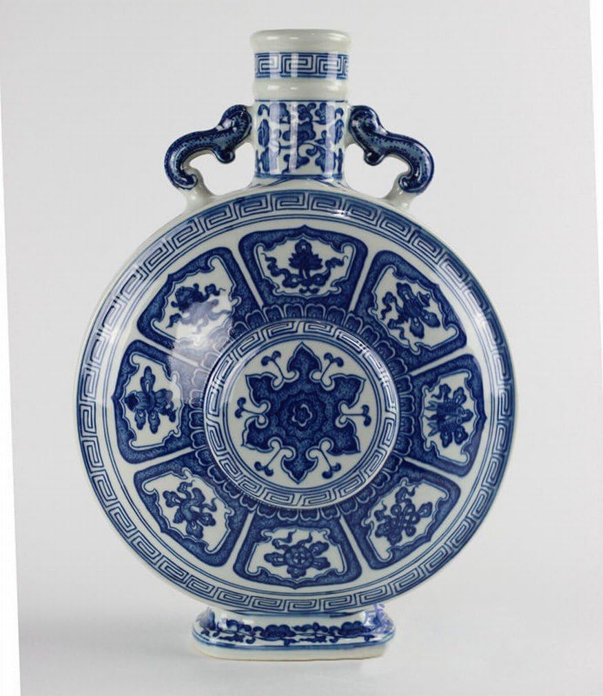 GYP Ancient Qing Qianlong Hand-Painted Blue and White Babao Vase Hand-Painted Blue and White Peach Olive Bottle,A