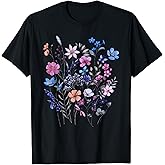 Vintage Flowers Women Wildflower Graphic Floral Gardening T-Shirt
