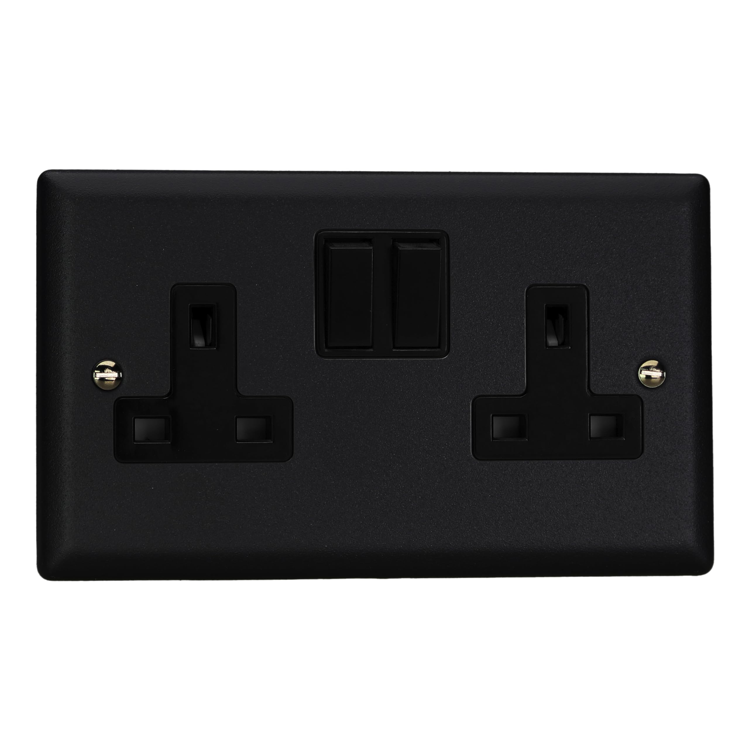 Varilight Double Switched Socket - Urban Matt Black With Black Insert