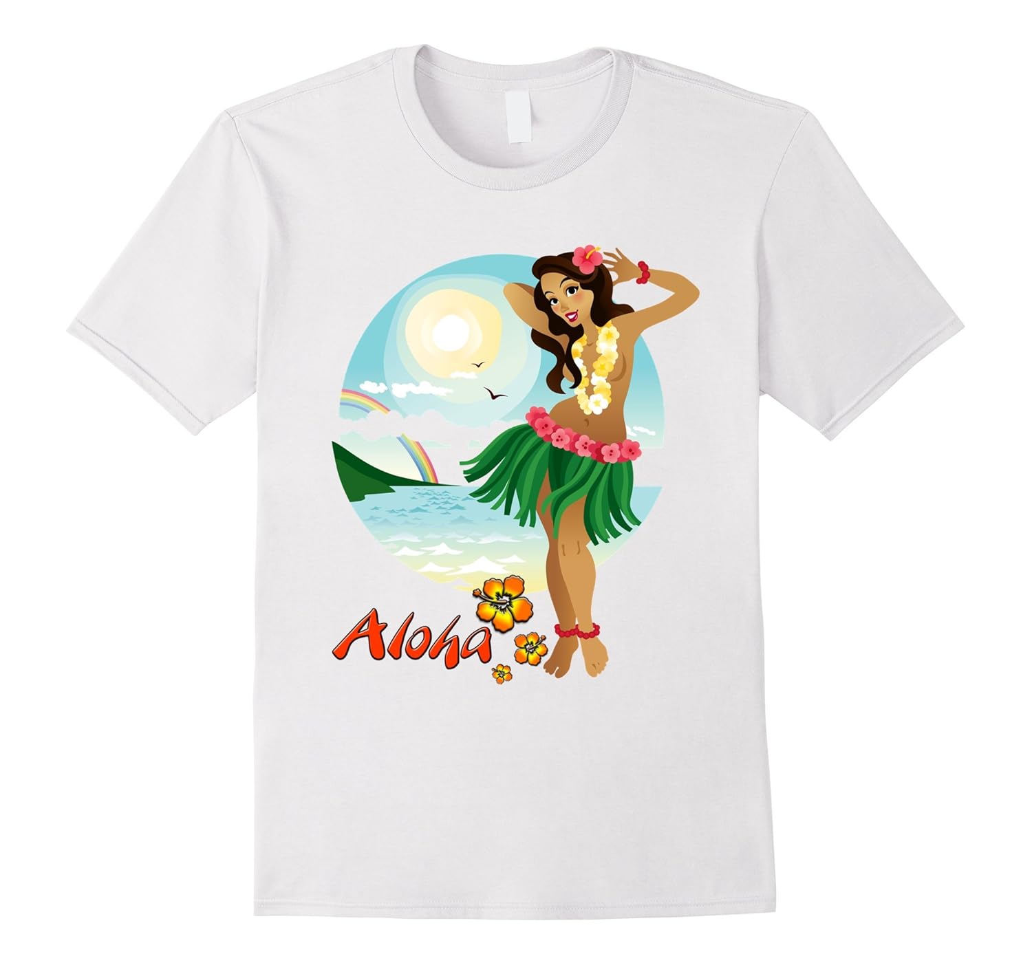 Vintage Hawaiian Hula Girl Shirt Tropical Beach AlohaArt Artvinatee