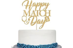 CALARJETA Happy Match Day Cake Topper, Residency Match Day Decorations,Future Doctor, Medical School Graduation Party Decorations Gold Glitter
