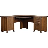 Sauder Carson Forge Corner Computer Desk, Rustic Vintage L-Shaped Desk, in Washington Cherry
