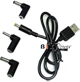 BiXPower USB Port Power Cable with 3 Extra Popular Interchangeable Connector Tips