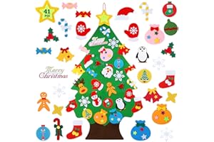TOBEHIGHER DIY Felt Christmas Tree - 3.6 FT Felt Christmas Tree for Kids with 41 Pieces of Ornament Decor, DIY Xmas Gifts for Kids, Wall Hanging Christmas Tree Decorations