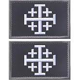 EmWoot 2PCS Jerusalem Holy Sepulchre Knight Patches Morale Patch | Hook and Loop,Embroidered,Knights,Cross Crusader,Tactical Military Patch,Versatile Tactical Attachment,3&times;2 inch.Black White