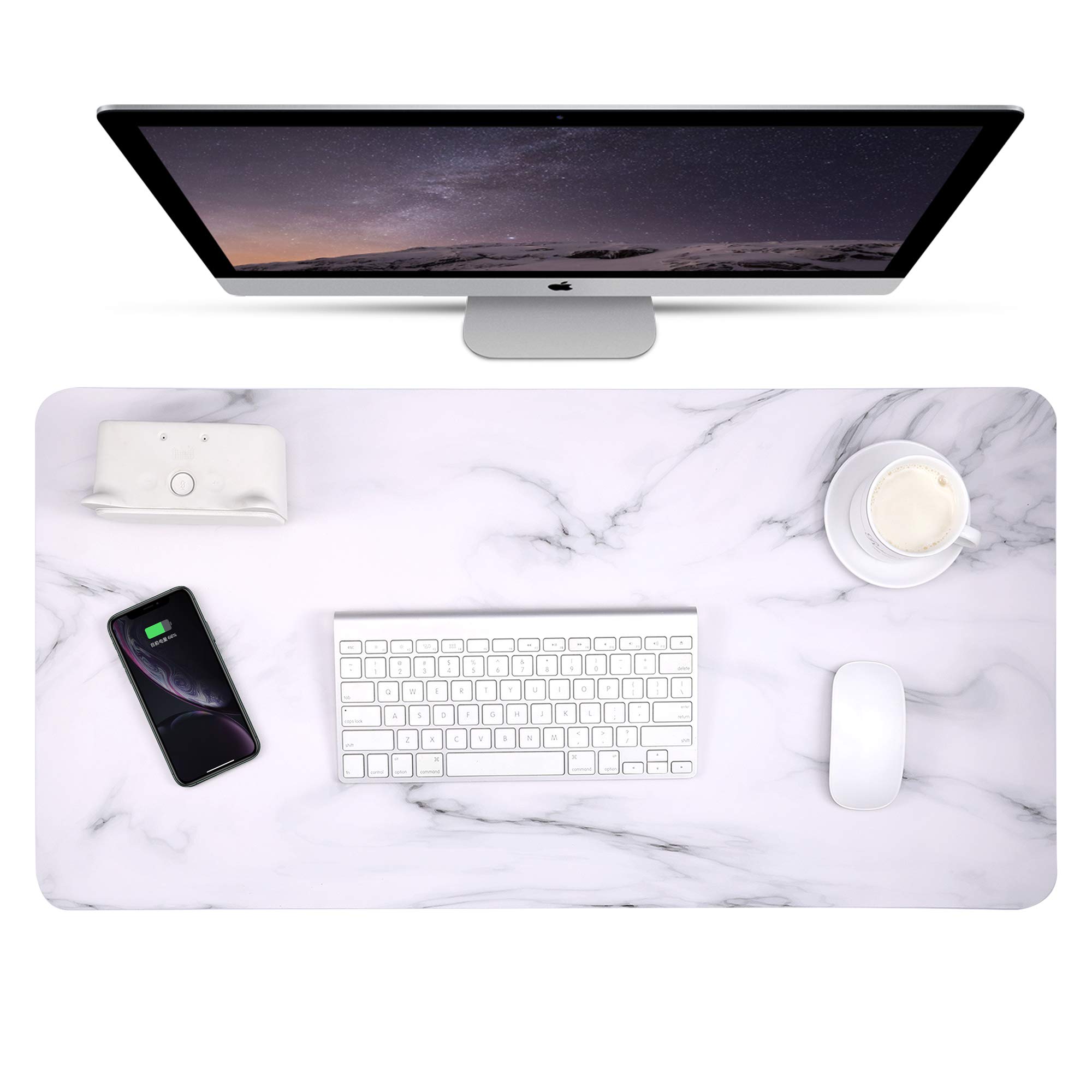 Leather Desk Pad, Large Mouse Pads Laptop Desk Mat Nonslip Base and Waterproof Desk Protector for Office Home Computer 80 x 40cm Black