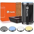 WANTTIK Rolling Knife Sharpener Kit, Upgraded Roller Knife Sharpener with Leather Strop for Kitchen Knives, 4-Disc Rolling Stone Sharpener with 15&18&20&22 Degree Sharpening, Black