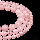 Filluck Natural Crystal Beads 8mm Rose Quartz Polished Round Smooth Gemstone Beads for Jewelry Making 15 Inch(Rose Quartz,8mm)