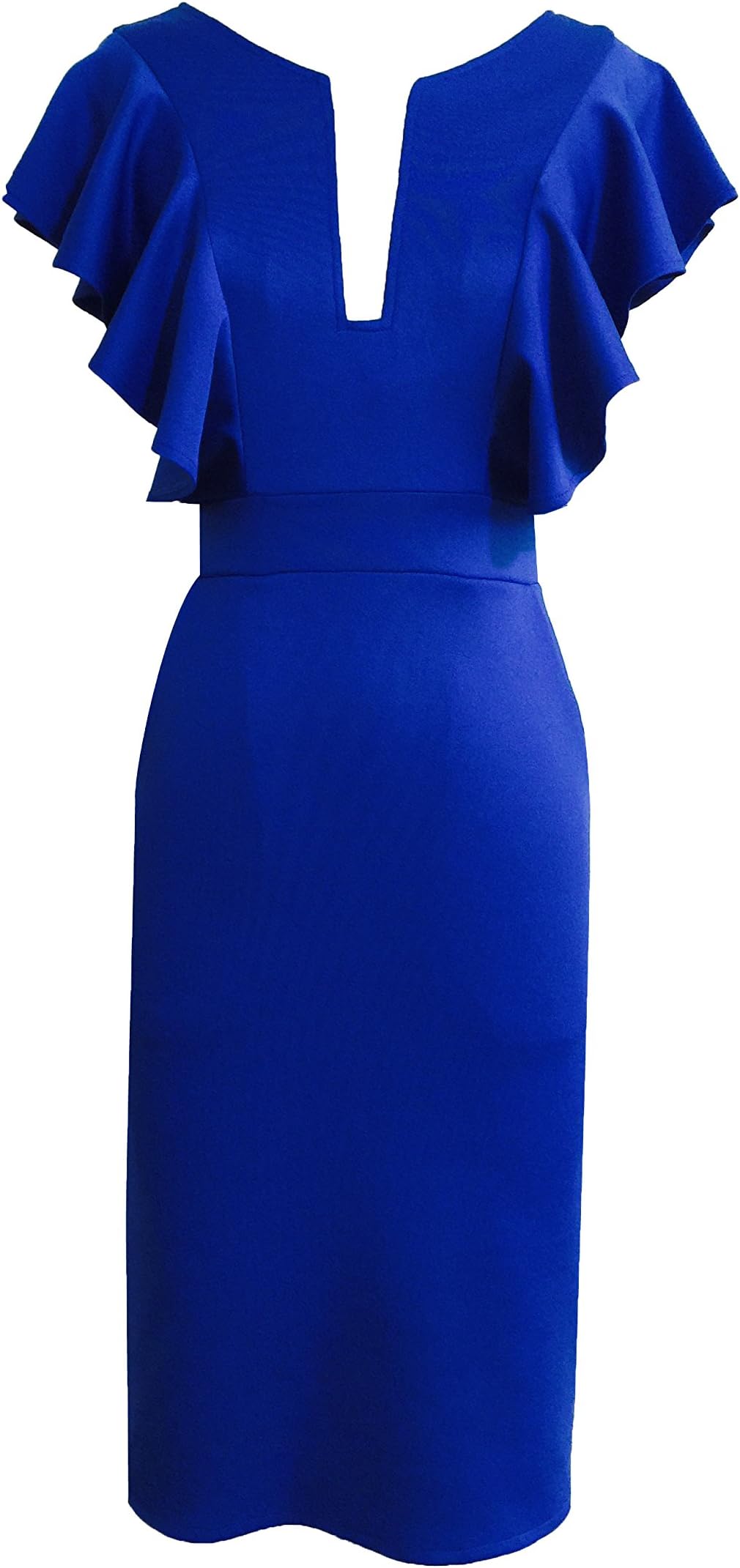 Gypsophila Women's Elegant and Ruffled Sleeve Pencil Dress (M, Royal Blue)