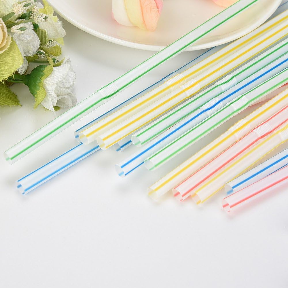100Pcs Colorful Separately Paper Packed Milk Tea Long Flexible Drinking Straws Home Garden Kitchen，Dining Bar for 4th of July Gifts Onsale