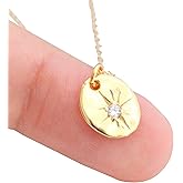 Dainty Gold Medallion North Star Pendant Necklace, Dainty Gold Necklace, Layering Necklace, Minimalist Jewelry, Gift for Her, Star Necklace