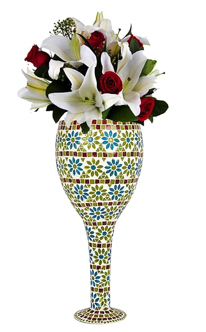 Buy Lalhaveli Mosaic Glass Beautiful Flower Vase Table Top