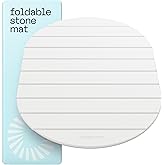 deepstone Foldable Stone Bath Mat Large 24” x 15” (Oval) – Diatomaceous Earth Bath Mat, Quick Dry Stone Shower Mat with Non-Slip Base, Water Absorbing Bathroom Stone Mat for Shower, Easy Clean, White