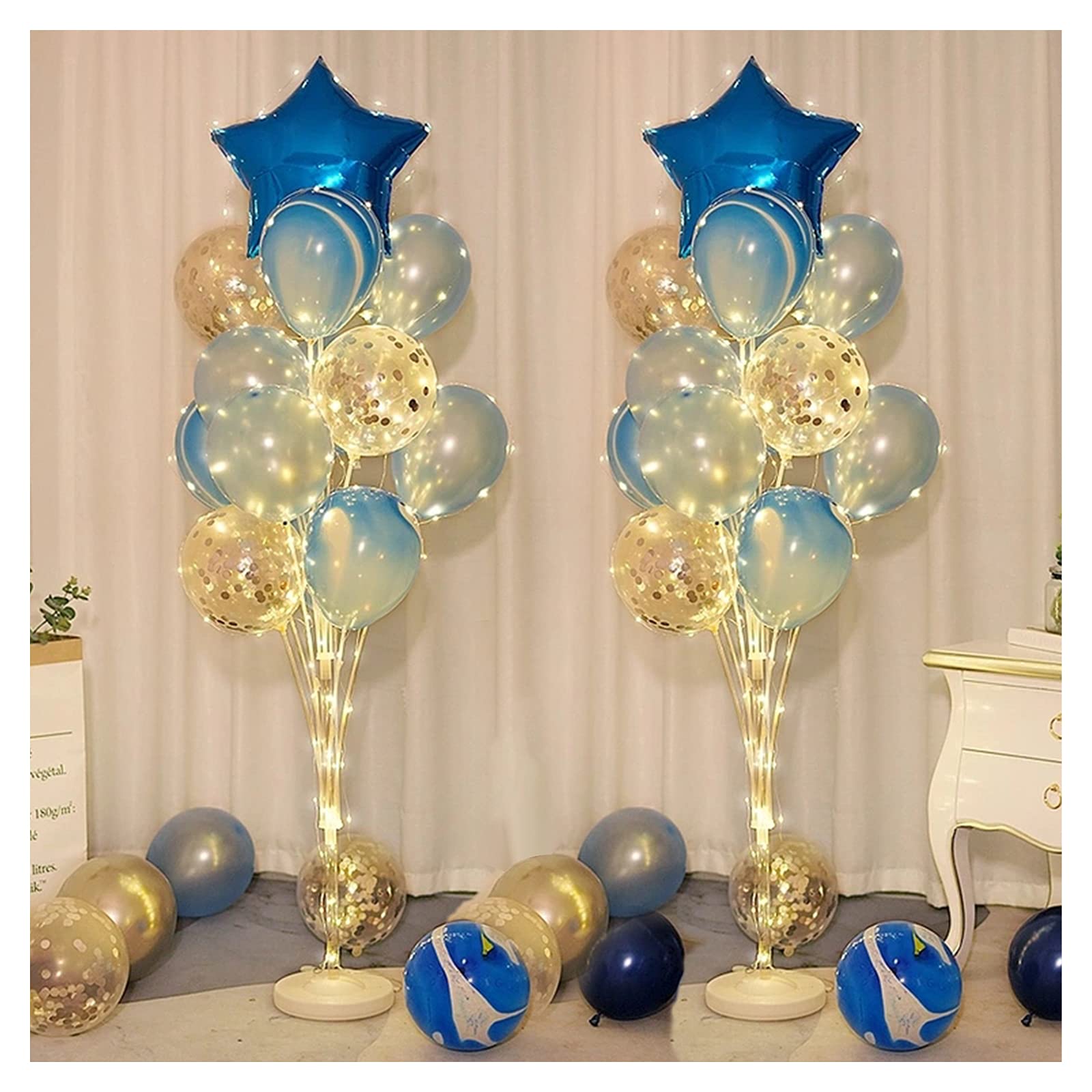 2-piece Set Light Up Balloon Stand for Floor - 160cm Balloons Column Stand Kits Suitable for Party, Wedding, Anniversary Any Holiday Dinner Decoration