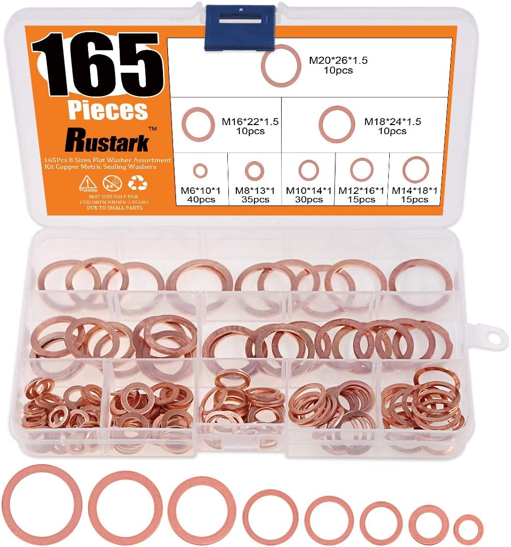 thumbnail image 2 of Drain Plug Washer 100pcs Oil Gasket Assortment Kit M6 M8 Oil Drain Plug Washer 2 of 14
