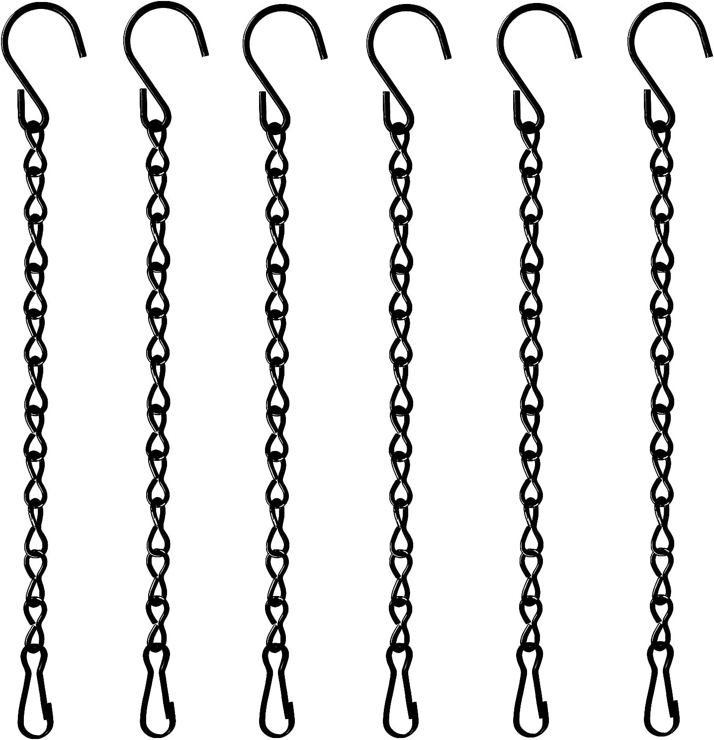 Outdoor Hanging Brackets - 6 Pack 9.5 Inch Hanging Chain for Bird Feeders, Planters, Lanterns, Wind Chimes, Billboards, Chalkboards and Ornaments (Black)