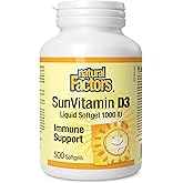 Natural Factors SunVitamin D3 1000 IU, 500 Liquid Softgels, VALUE SIZE, Immune Support, Proudly Canadian