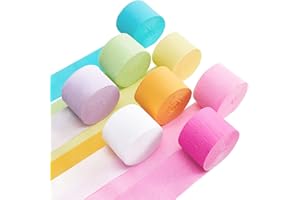 AGROKO Pastel Birthday Party Decorations Pastel Crepe Paper Streamers 8 Rolls Pastel Color Party Streamers for Birthday Party Wedding Decorations