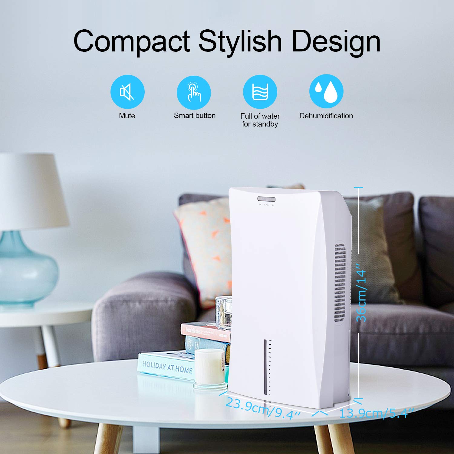 MADETEC Small Dehumidifier 2L Compact and Portable Mini Dehumidifier with Auto Shut-Off for Basement, Bedroom, Home,Closet,Bathroom,Kitchen, Large Room, Caravan, Office, Garage(300 sq ft)