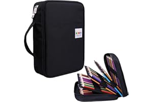 JAKAGO 220 Slots Colored Pencil Case Large Capacity Pen Holder for Artist Painter Zipper Organizer Bag for Marker Highlighter Storage Case for Office Sketch Travel Supplies (Black)
