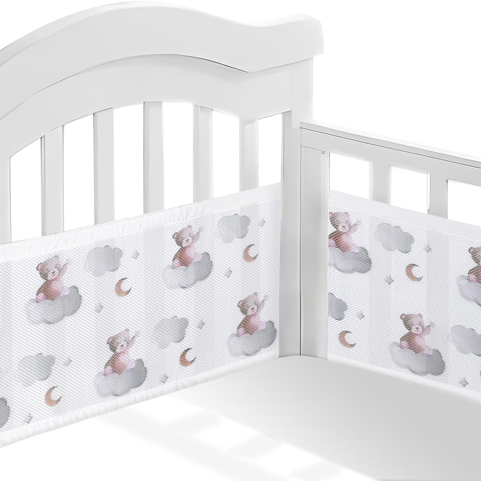 Sour Lemon Breathable Mesh Liner For Cot Beds 2 PCS baby Crib surrounds Breathable Cot surrounds, Cot surrounds for Cot Bed, Baby Crib Encloses Anti Airflow 3D Mesh Lining