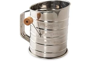 Nordic Ware Flour Sifter, 3-Cup Stainless Steel Flour Sifter, Rotary Design, Baking Accessories for Sifting Dry Ingredients &