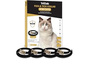 TriOak 4 Pack Cat Flea Collar, 8 Months Protection Collar for Cats, Count and Tick Prevention Prevention, One Size Fits All-Black Edition