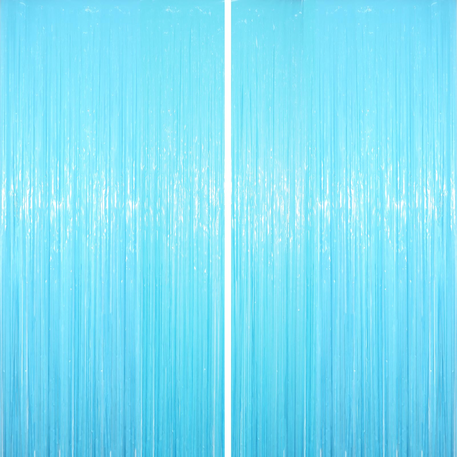 Voircoloria 2 Pack Pastel Blue Tinsel Foil Fringe Curtains, Blue Party Decorations, Metallic Tinsel Party Streamers Backdrop for Birthday Baby Shower Gender Reveal Wedding Party Decorations