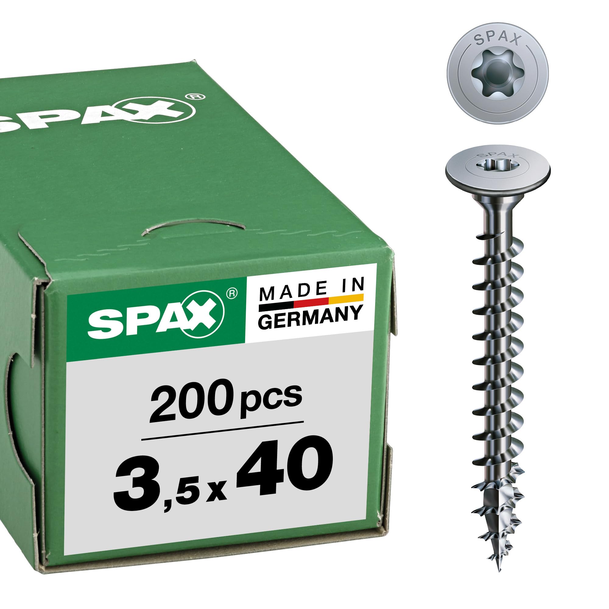 SPAX Wirox Rear Wall Screw without Lens 3.5 x 40 Torx 20 Silver Pack of 200