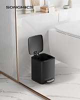 SONGMICS Kitchen Bin 6 L Steel Pedal Trash Can with Inner Bucket Ink Black view 2