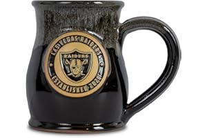Greater Distance NFL Football Las Vegas Raiders 14 oz Two-Tone Tall Belly Mug, Handmade Large Ceramic Coffee Mug With Team Logo for True Fans, Premium Deneen Pottery Made in USA