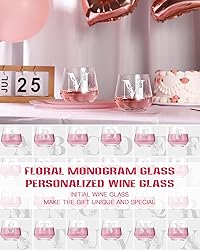 Physkoa Initial Wine Glass Stemless-【Etched