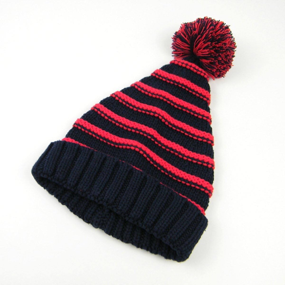 dark blue bobble hat