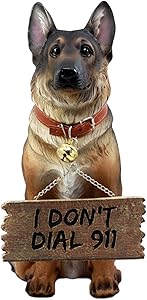 Ebros Old Faithful German Shepherd Dog Statue with Jingle Collar and Greeter Sign Patio Welcome Decor Sculpture