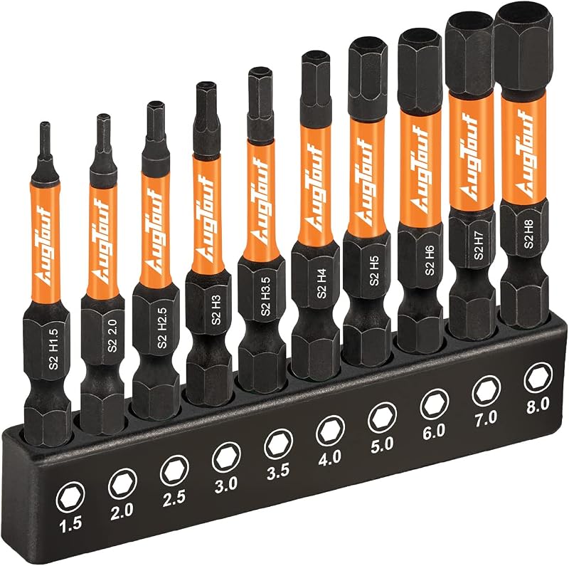 toolant 1/4” Hex Shank Impact Drill Bit Set, 2” CNC Milled Tips, 10 pcs