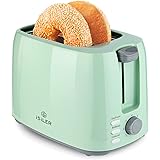 iSiLER 2 Slice Toaster, 1.3 Inches Wide Slot Bagel Toaster with 7 Shade Settings and Double Side Baking, Compact Bread Toaste