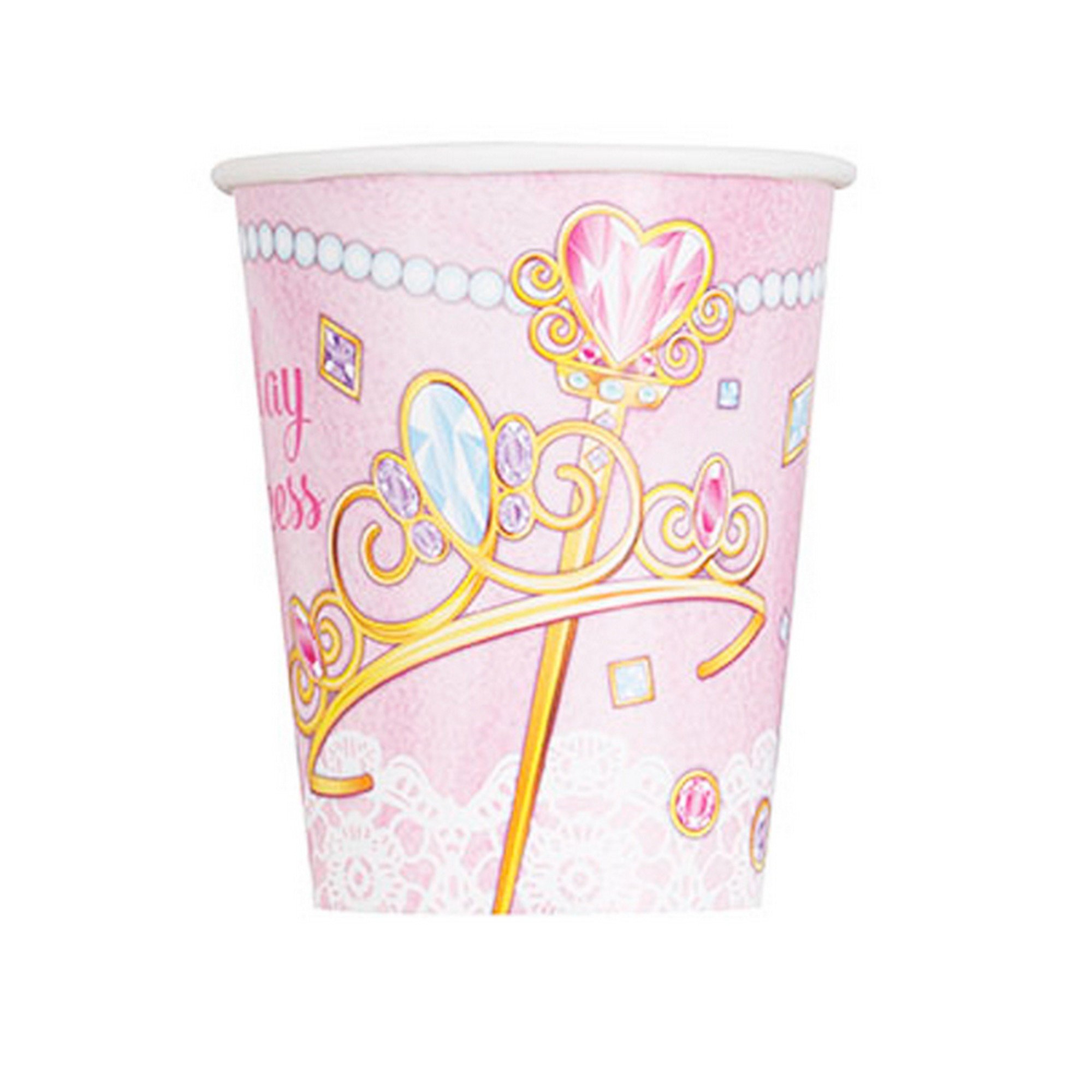 Unique Party 58136 - 9oz Pink Princess Paper Cups, Pack of 8