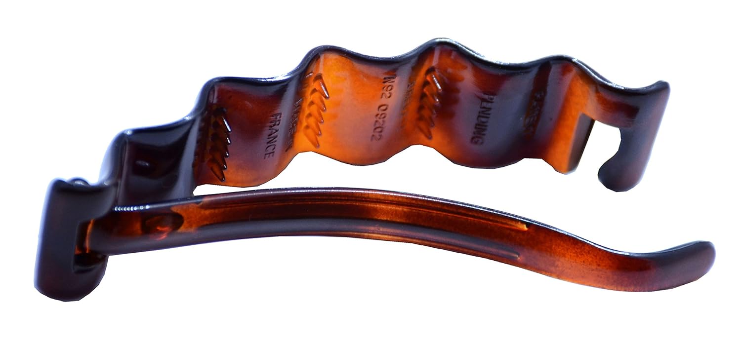 Parcelona French Crinkled Tortoise Shell Large Metal Free Hair Clip Barrette for Thick Hair for Women and Girls : Beauty